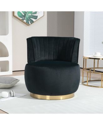 Velvet Swivel Barrel Chair - Modern Upholstered Accent Chair, Round Armchairs with Gold Base for Living Room, Bedroom