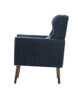 Chenille Accent Chair, Modern Upholstered Armchair with Waist Pillow and Tapered Wooden Legs for Living Room, Small Space