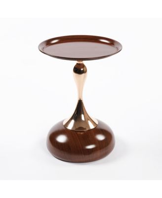 Mermaid Tail Round Side Table, Modern Metal Pedestal Accent Table, Compact Coffee Table for Living Room and Small Spaces