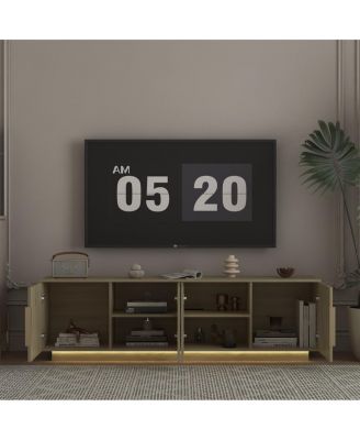 TV Stand with 16 Color LEDs, 68" Modern TV Cabinet Entertainment Center