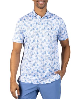 Men's Vintage Palm Trees Printed Mesh Performance Polo