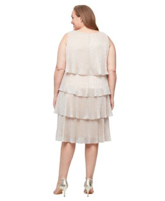 Plus Size 2-Pc. Metallic Tiered Dress & Jacket Set