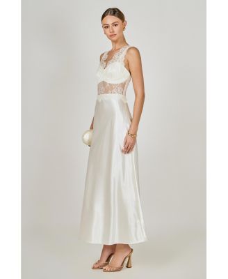 Women's Lace trim sleevesless midi dress