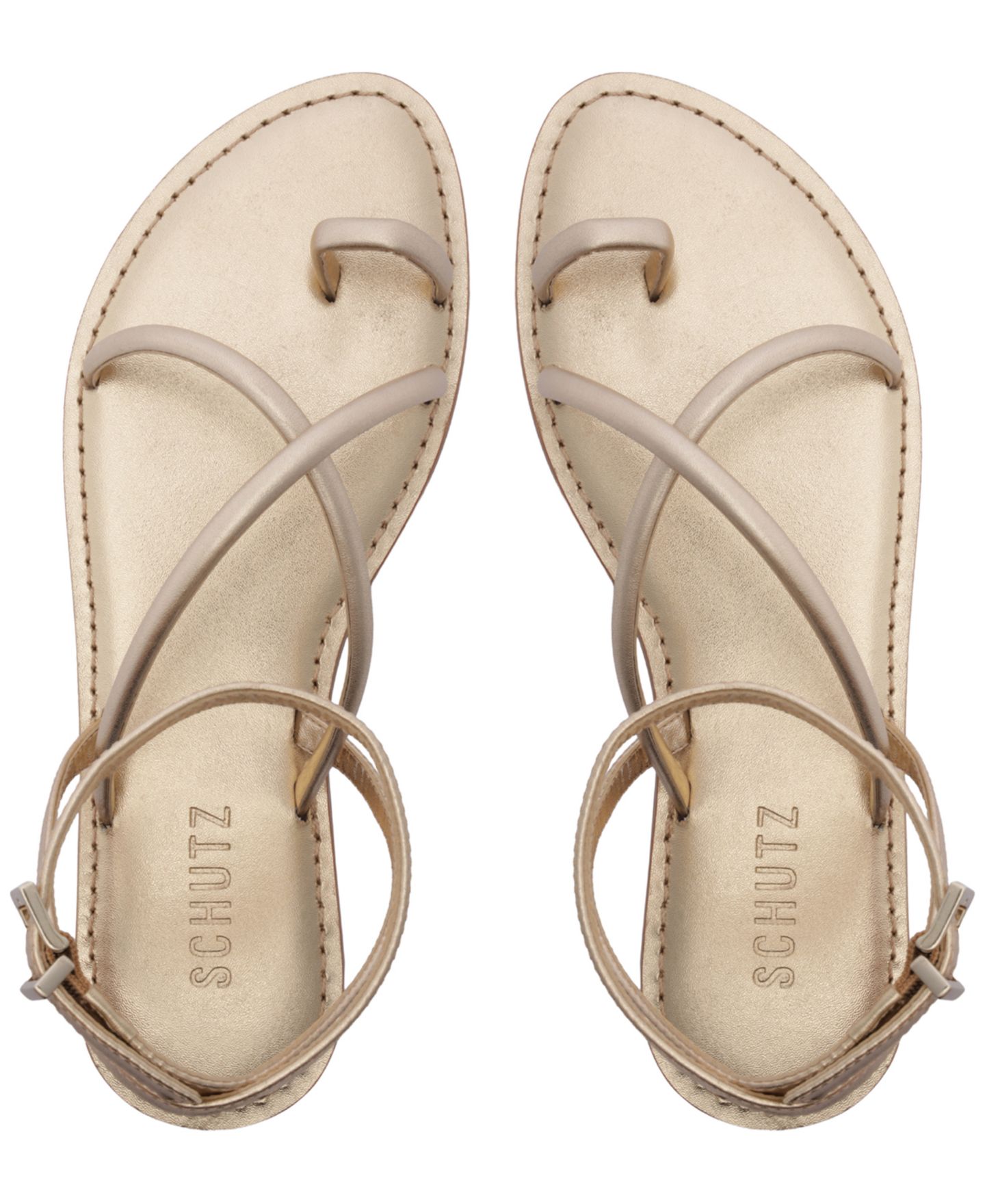 Женские сандалии Schutz Valeria Round Toe Flat, цвет: Платиновый — фото 10