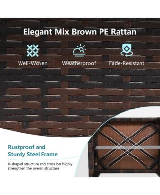 Set of 2 Rattan Ottoman Footrest Footstool Patio Furniture w/ Turquoise Cushion