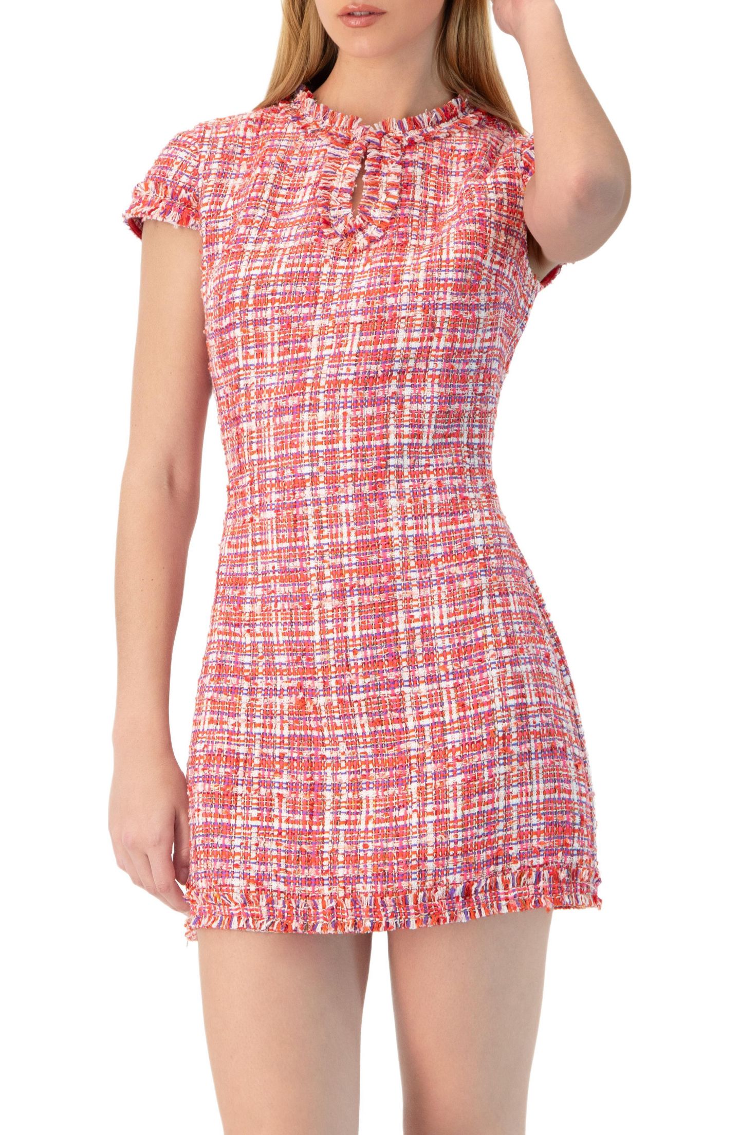 Женское платье Ivonne Short Tweed A-Line with V-Neck Neckline, цвет: Оранжевый — фото 3