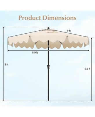 9 Feet Patio Umbrella with Crank Handle and Push Button Tilt