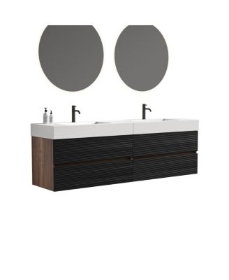 71.7" Floating Modern Double Sink Bathroom Vanity with Soft Close Drawers & Integrated Sinks for Large Bathrooms