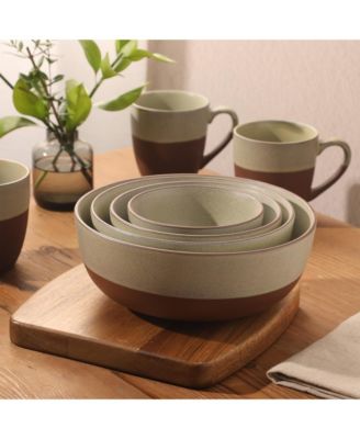 William Crest 4 Piece Nesting Serving Stoneware Reactive Bowl Set, 5”, 6.25”, 7.5”, 9”, Prep & Serving Bowls
