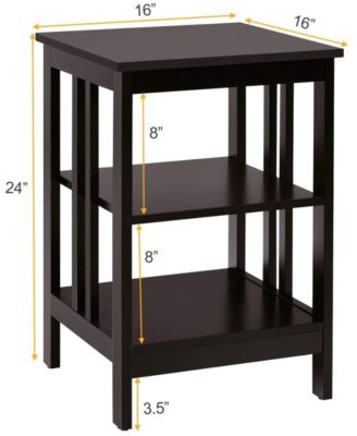 2 Pieces 3-Tier Nightstand with Reinforced Bars and Stable Structure