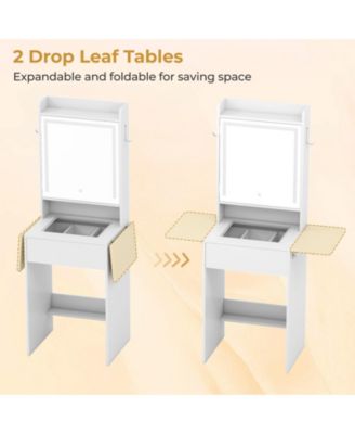 Space-Saving Vanity Desk with Mirror and Lights for Bedroom