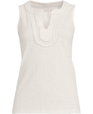 Women's Slub Decorative Trim Tank Top