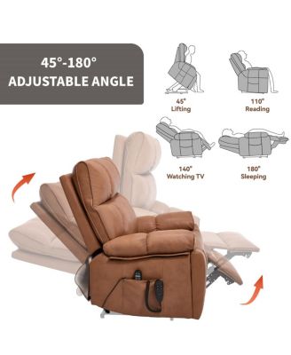 Oversized Power Lift Recliner Chair for Elderly, Faux Leather Dual Motor Infinite Position with Massage, Heat, Remote & Cup Holders