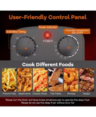 Electric Deep Fryer 5.3QT/21-Cup Stainless Steel 1700W with Triple Basket