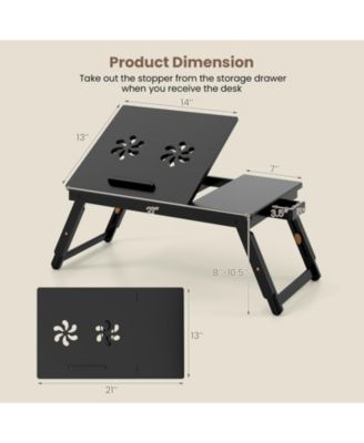 Adjustable Bamboo Laptop Desk with Tilting Top and Storage Drawer