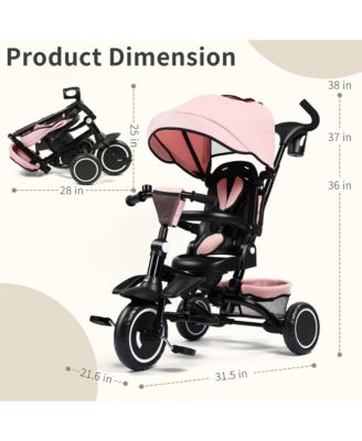 8-in-1 Kids Tricycle with Adjustable Push Handle, Canopy and Storage