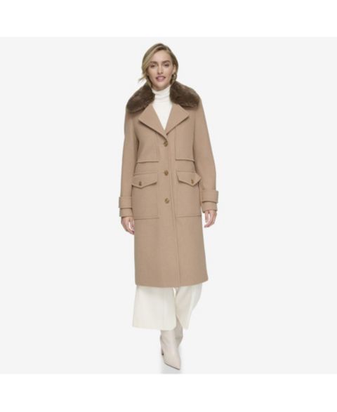 Женские куртки Andrew Marc Olpae Sb Wool Twill Women's Coat With Back Vent