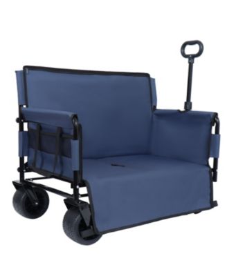 Outdoor Storage 3-in-1 Collapsible Foldable Wagon Cart with Bench Seat & Storage Heavy Duty Utility Cart For Camping