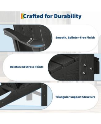 Adirondack Chair for Patio, HDPE Outdoor Lawn Chair with Wood Texture for Garden Backyard Deck Poolside Use