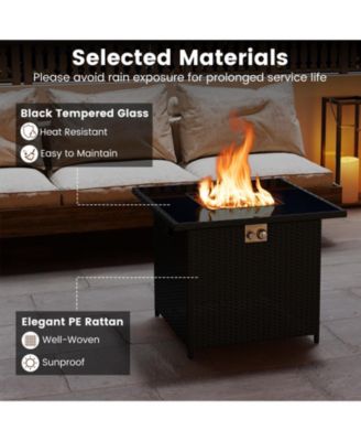 32.5 in Propane Fire Pit Table with Tempered Glass Top