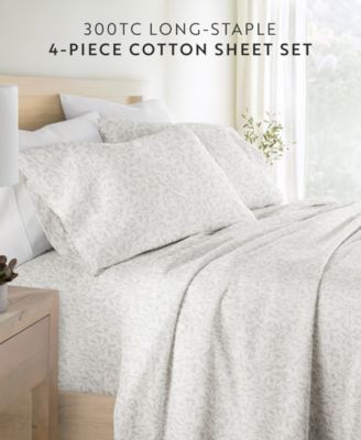Long Staple 300-Thread Count Cotton Pattern 4-Pc. Sheet Set, California King