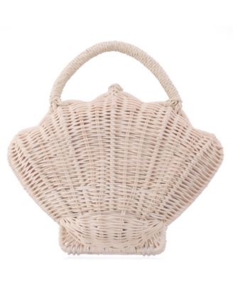 Rattan Shell Minaudiere Small Clutch Handbag