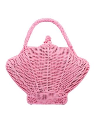 Rattan Shell Minaudiere Small Clutch Handbag
