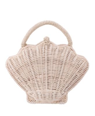 Rattan Shell Minaudiere Small Clutch Handbag