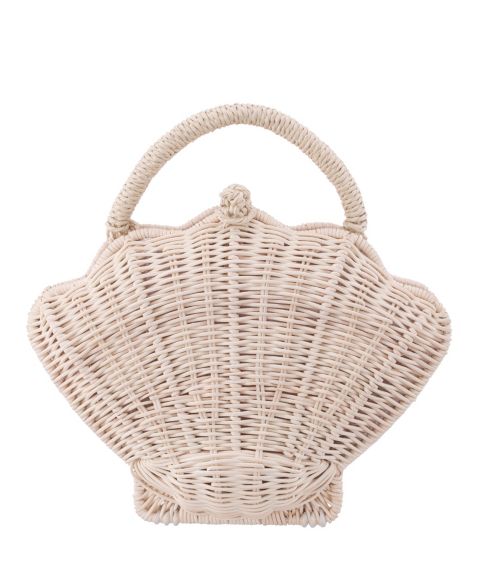 Женский клатч Nina Rattan Shell Minaudiere Small Clutch Handbag, цвет: Светлый натуральный