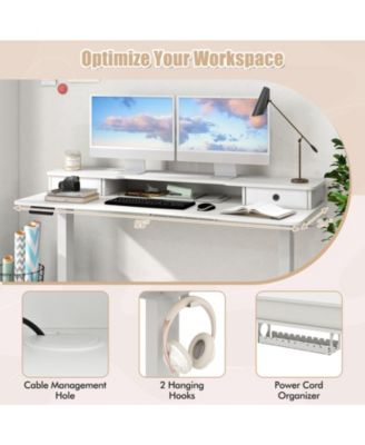 Height Adjustable Electric Standing Desk with Two Drawers