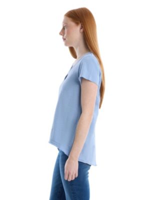 Women's Women''s Short Sleeve Placket Hi-Lo Tee