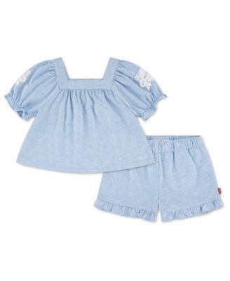 Girls' Toddler 2T-4T Peasant Top and Shorts, 2-Piece Set