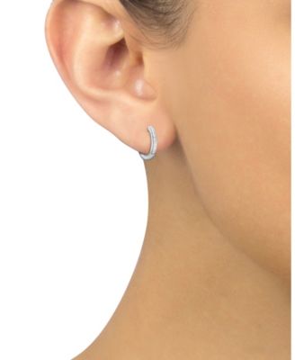 Diamond Mini Hoop Earrings in 10k White Gold (1/6 ct. t.w.)