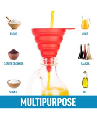 Silicone Space Saving Collapsible Funnel Set with Narrow Mouth