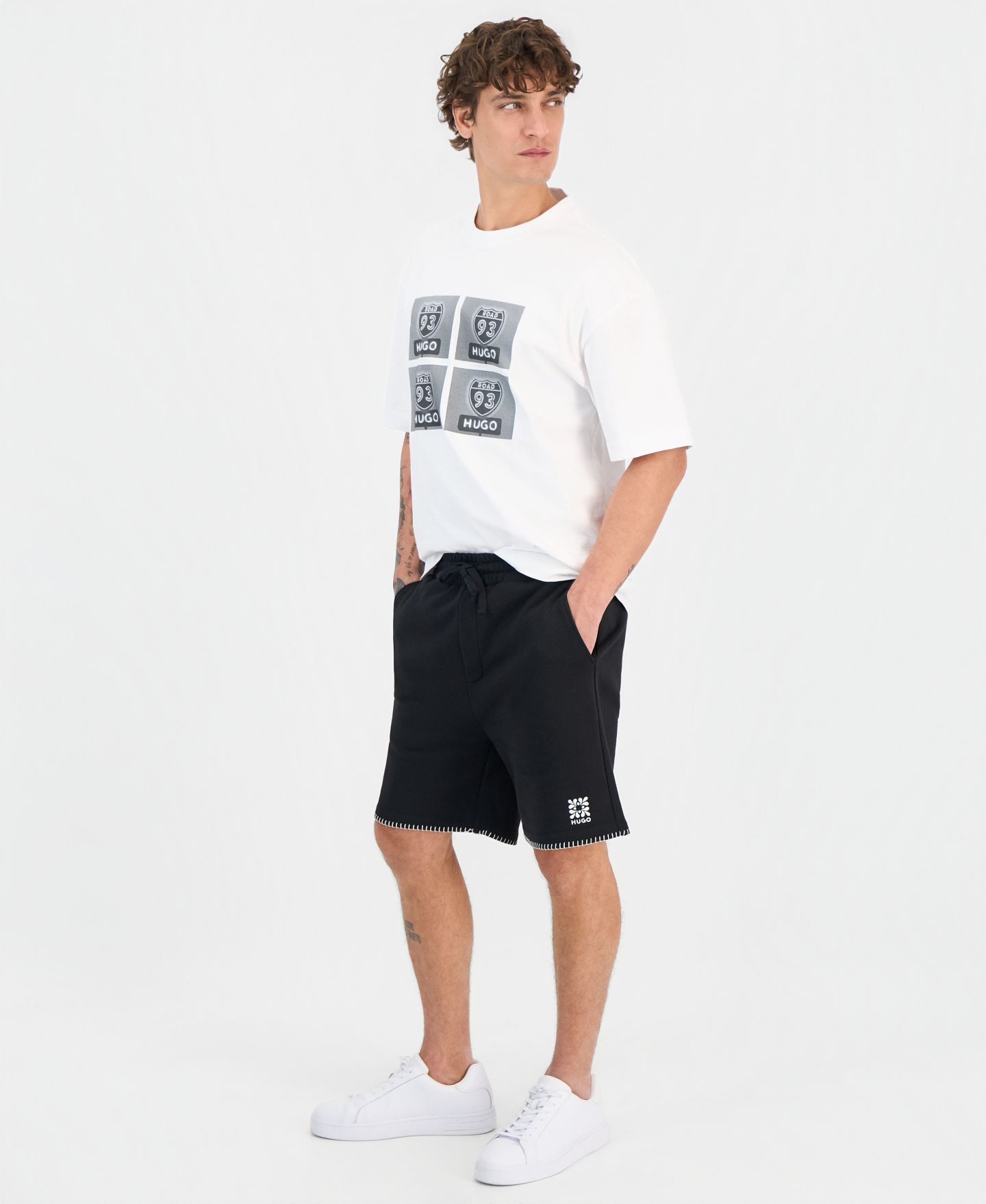 Мужские шорты Hugo Boss Daronso Cotton Drawstring 7" Shorts, цвет: Чёрный — фото 2