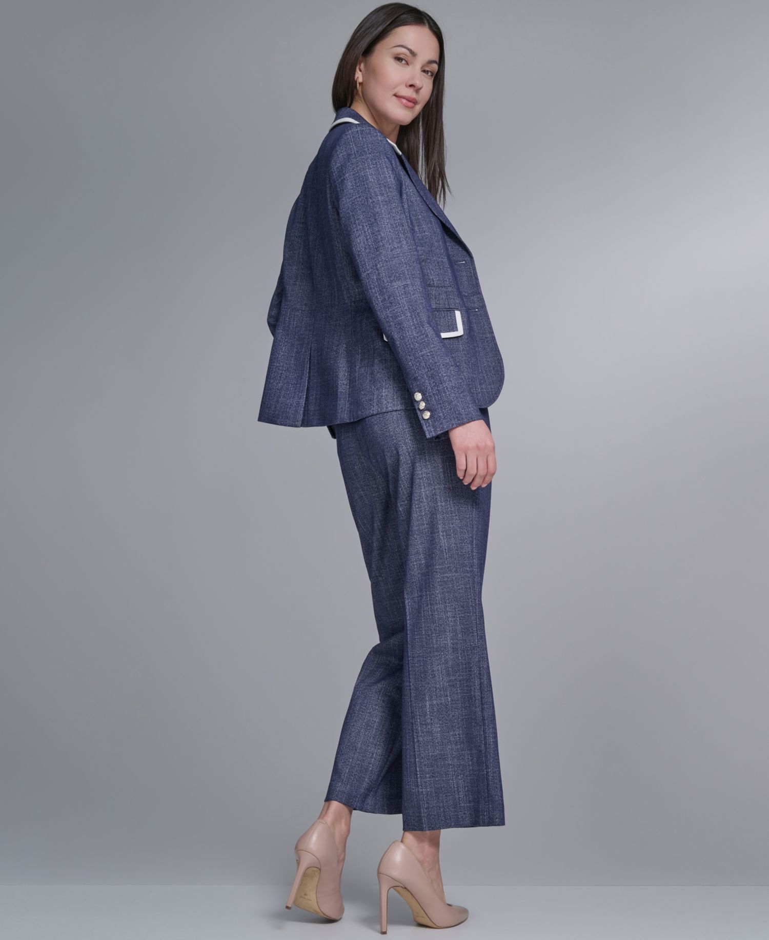 Women's Crosshatch Blazer and Tab Waistband Pants