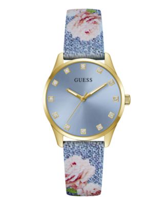 Women's Floral Print Silicone Strap Analog Watch, 36mm