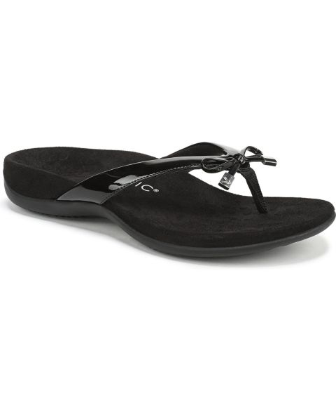 Женские сандалии Vionic Bella Thong, цвет: Чёрный лаковый