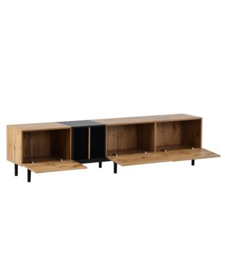 Modern Wooden TV Stand for 80" TVs, Media Console Entertainment Center with 3 Cabinets and Open Shelves for Living Room