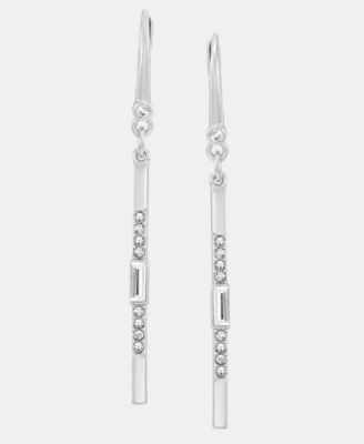 Silver-Tone Crystal Pav&eacute; Bar Linear Earrings