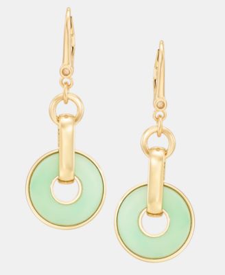 Gold-Tone Inlay Ring Double Drop Earrings