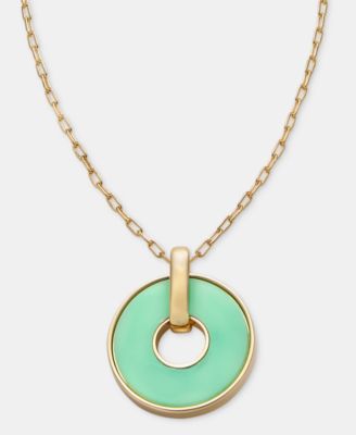 Gold-Tone Epoxy Inlay Ring Pendant Necklace