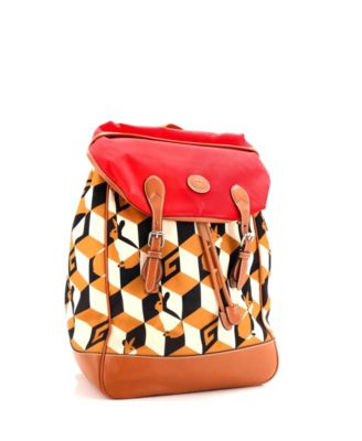 Interlocking G Patch Flap Buckle Backpack Printed Nylon and GG Coated Canvas