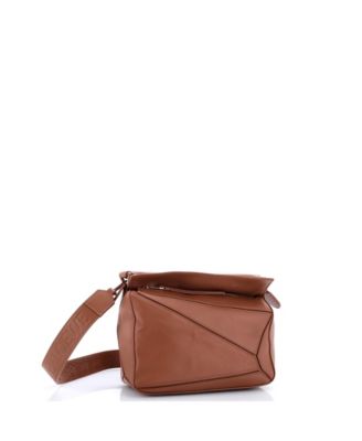 Small Monochrome Puzzle Edge Bag Leather