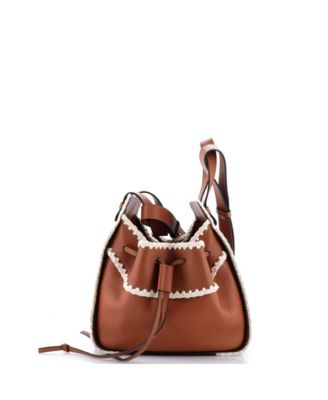 Small Hammock Bag Leather with Crochet Detail