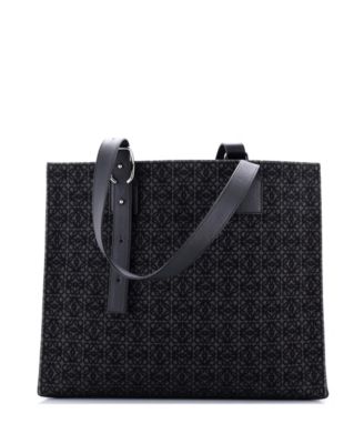 Horizontal Buckle Handle Tote Anagram Jacquard