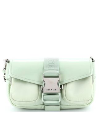 Buckle Pocket Crossbody Bag Spazzolato Leather and Tessuto