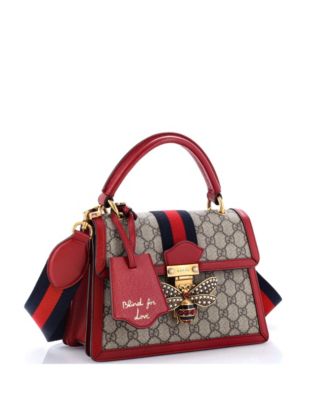 Small Queen Margaret Top Handle Bag GG Coated Canvas with Leather