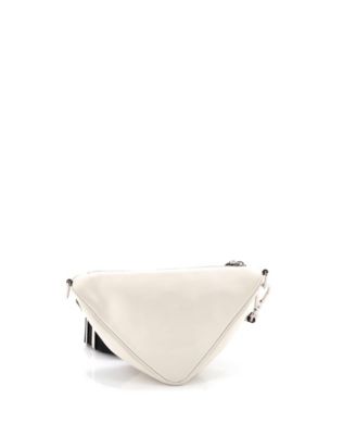 Mini Triangle Logo Zip Crossbody Bag Embossed Leather