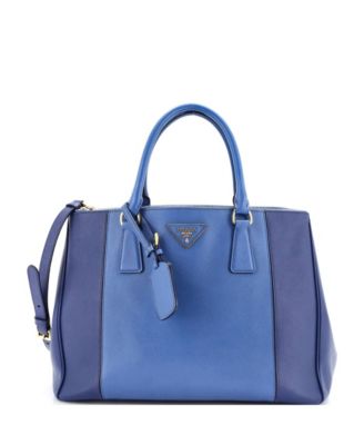 Medium Bicolor Double Zip Lux Tote Saffiano Leather